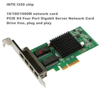 10/100/1000Mbps PCI Express Network Adapter Intel I350-T4 I350T4 Quad RJ45 Porti,PCI-E x4, Ethernet Server Networking Card