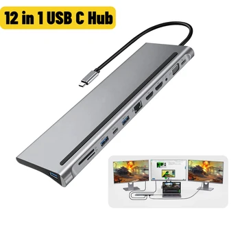 12 1 USB-C-Hub C-Tüüpi HDMI-4K Adapter Multi Splitter, RJ45, VGA SD/TF-Kaardi Lugeja Audio Jack PD Kiire Tasu MacBook