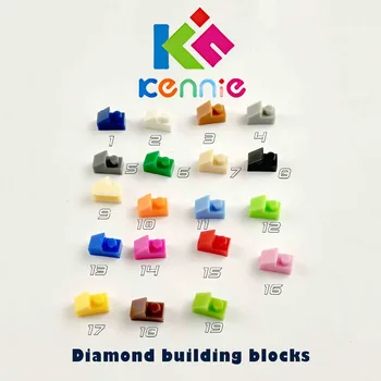 16200pcs/palju Kennie mini NR.92946 Lahtiselt värvi Osad lahtiselt KATUSE PLAATIDE 1X2 45 W 1/3 PLAAT Diamond ehitusplokid Osad DIY mänguasjad