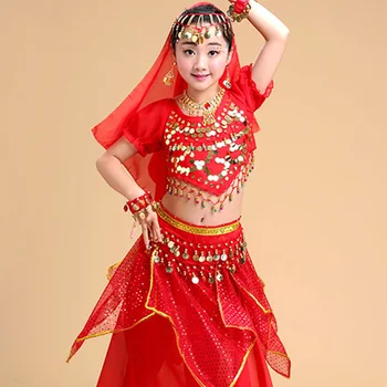 5tk Tüdruk kõhutants Kostüümid Tüdrukute Etapp Tantsu Riided Tulemuslikkuse Kid Tantsu Sobiks Lapsed Bollywood Kõht Riiete Komplekt