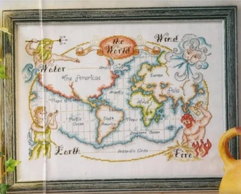 Maailma Kaart 46-34 parima Kvaliteediga Ilus Armas Loendatud ristpistes Kit Kõrgus DIY Nõela Tööd